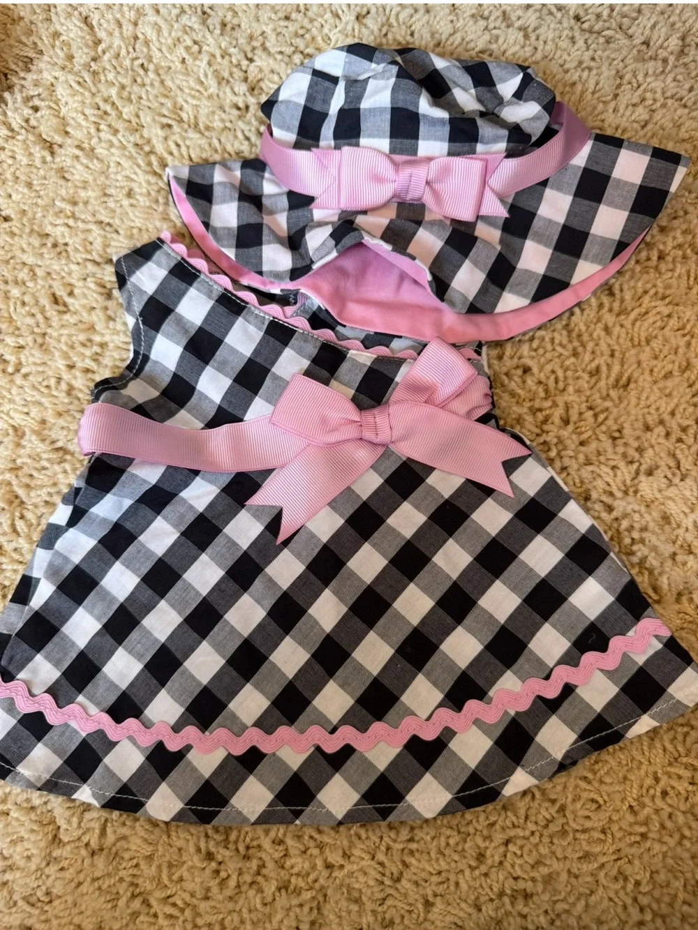 RETIRED American Girl Bitty Baby Gingham Party Dress and Hat
